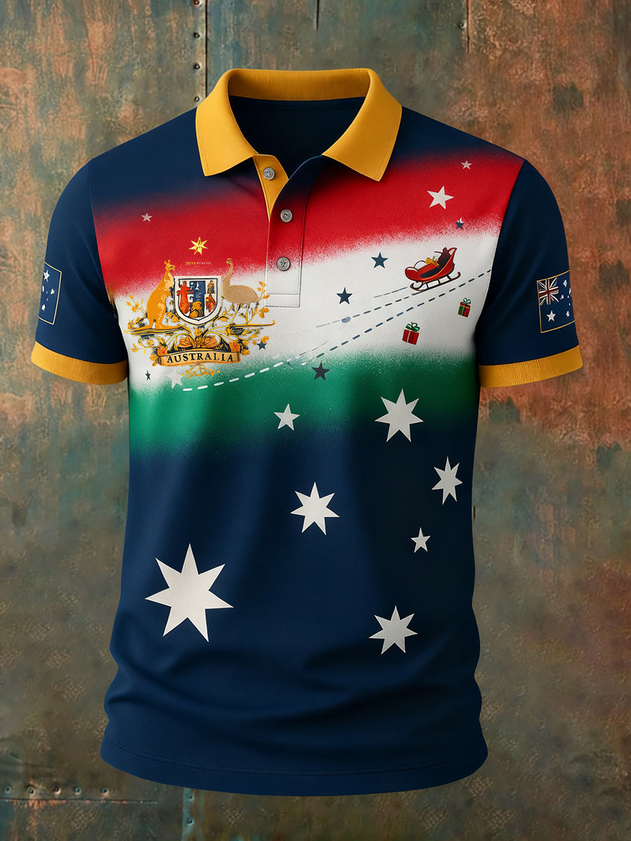 Men's Vintage Australian Holiday Smart Casual Polo Shirt
