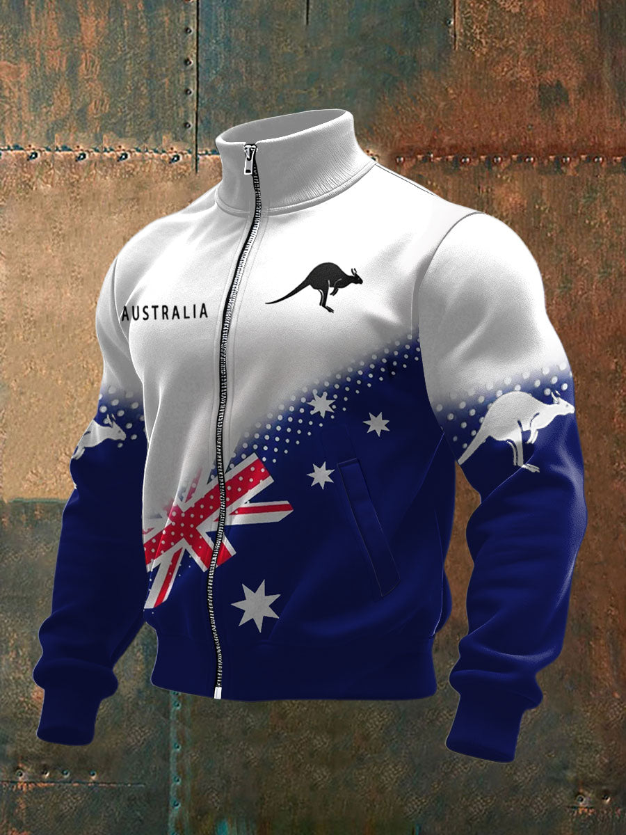 Men's AU Flag Art Printed Coat