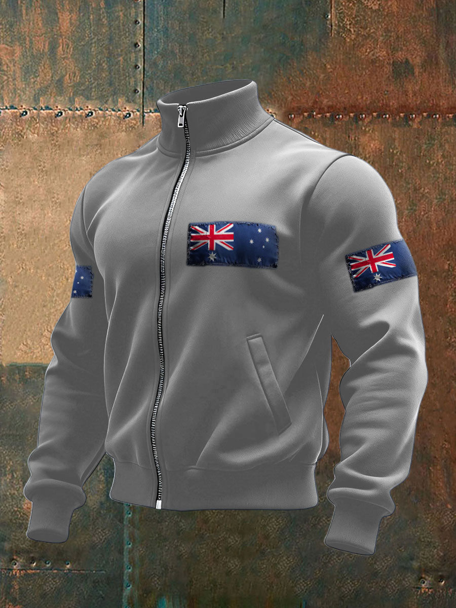 Men's AU Flag Art Printed Coat