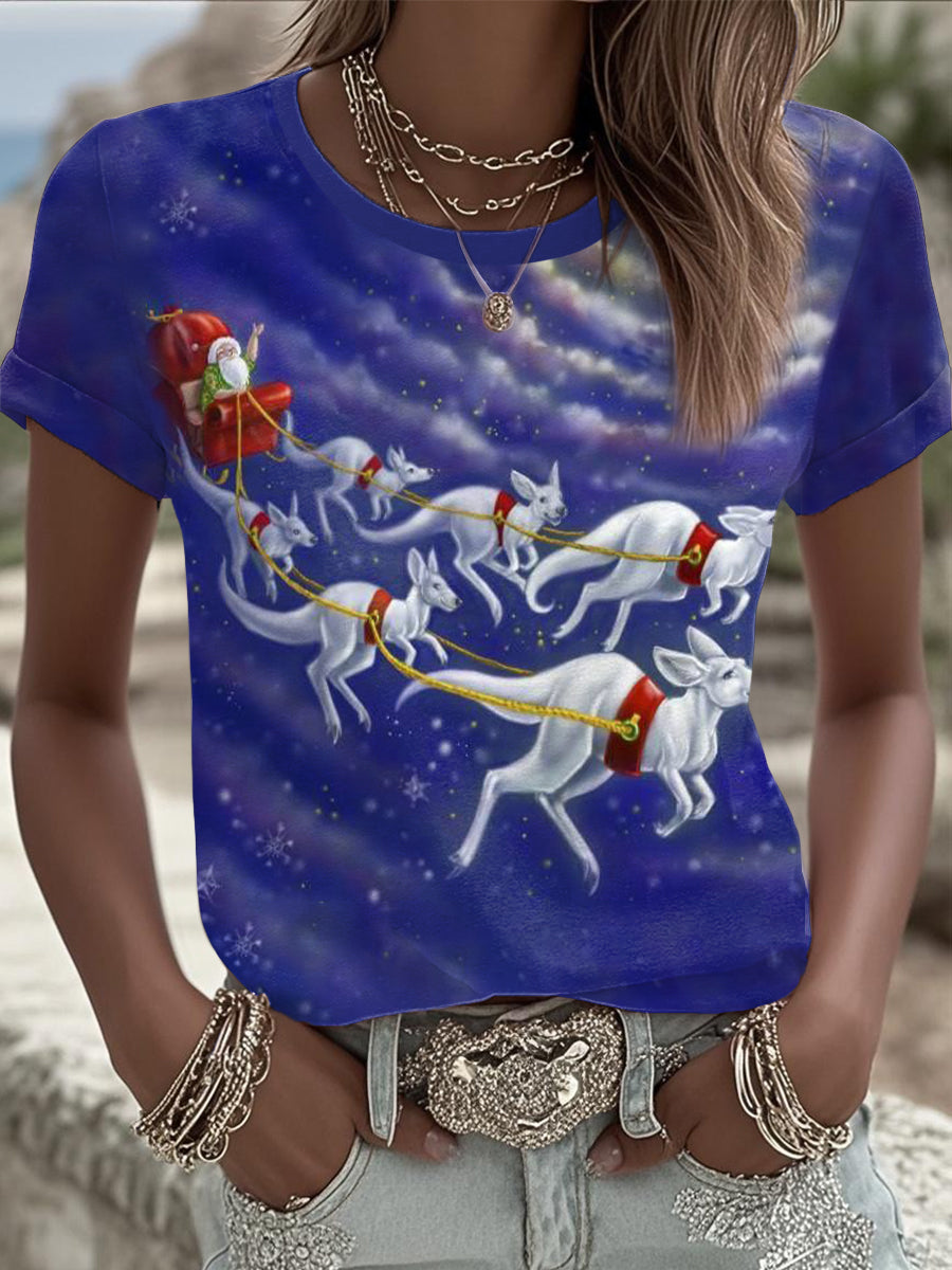 Women's AU Art Funny Koala Christmas Printed T-shirt