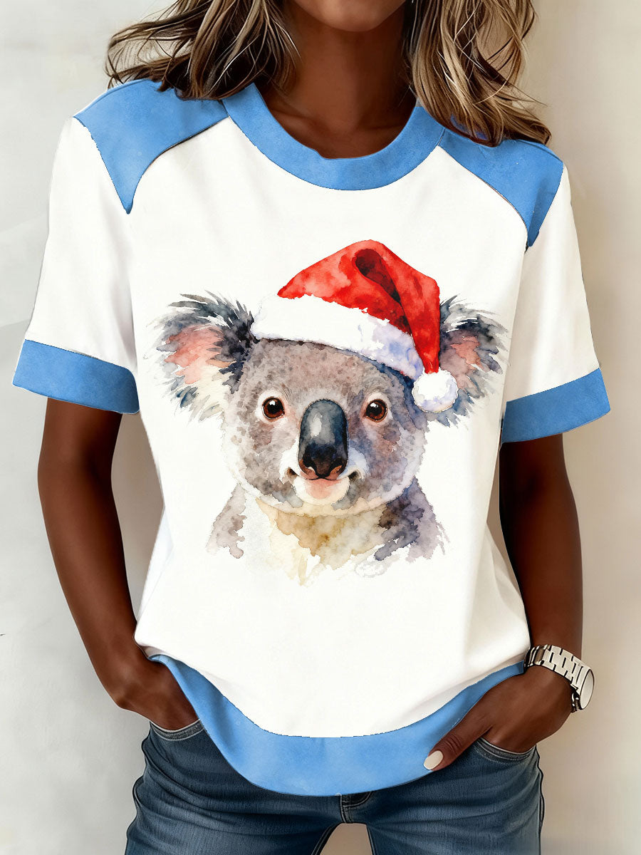 Women's AU Art Funny Koala Christmas Printed T-shirt