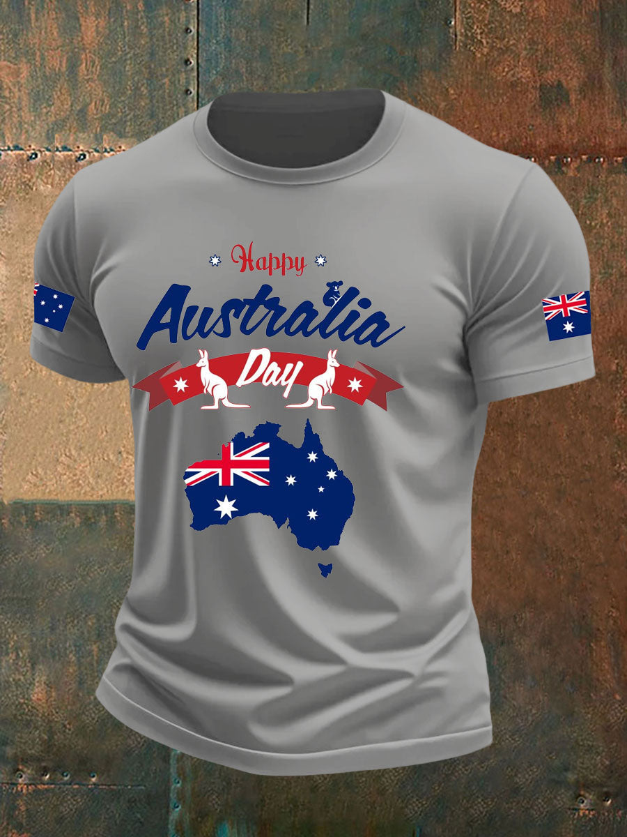 Men's Australia Day imitation cotton short-sleeved T-shirt