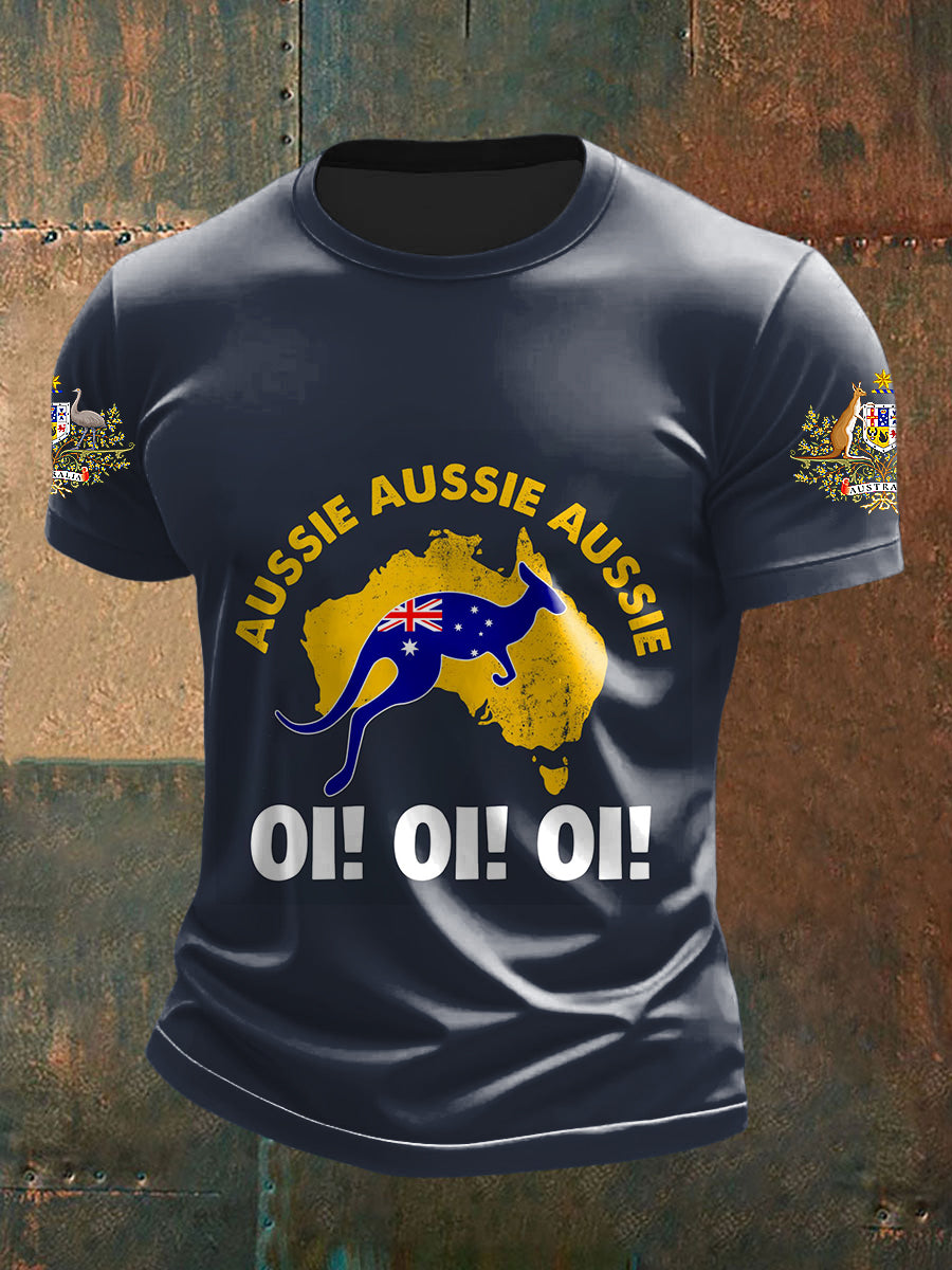 Men's Happy Australia Day Map Kangaroo Short sleeves T-shirt