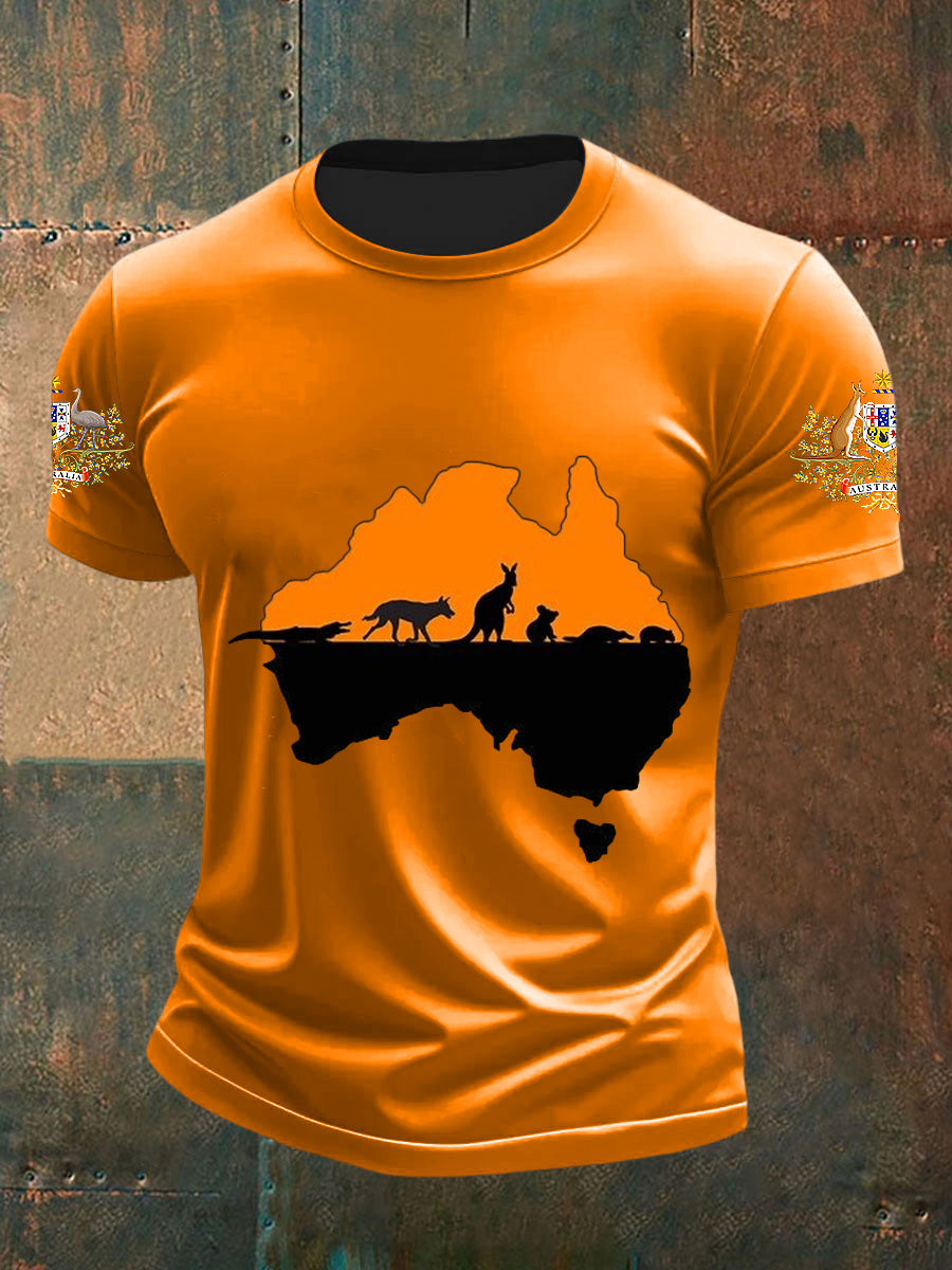 Men's Happy Australia Day Map Kangaroo Short sleeves T-shirt
