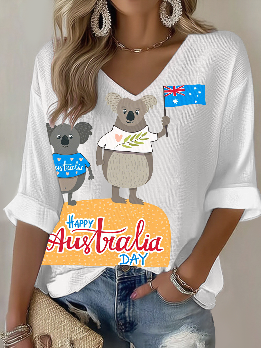 Women's Happy Australia Day Waffle T-shirt