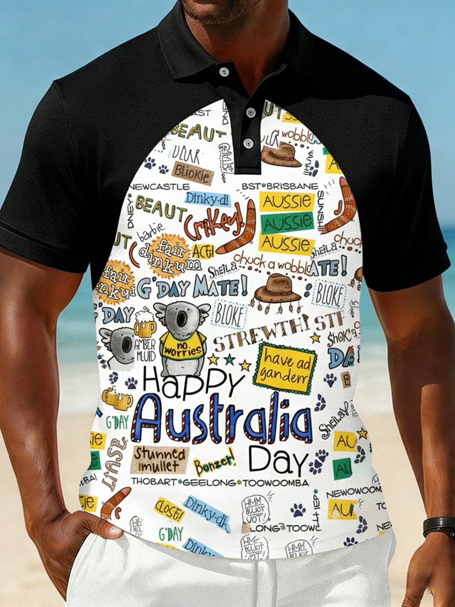 Men's Vintage Australian Holiday Smart Casual Polo Shirt