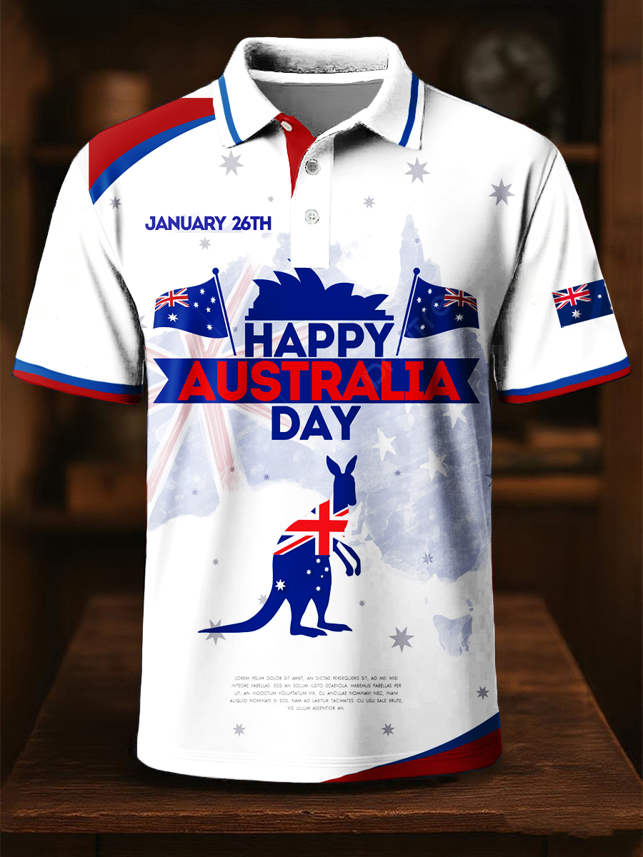 Men's Happy Australia Day polo shirt