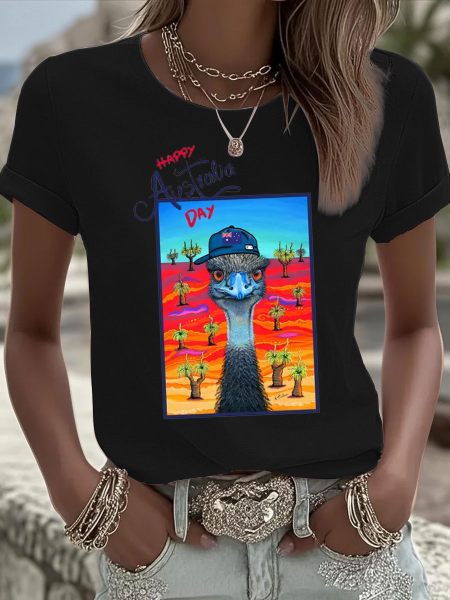 Women's Happy Australia Day Iron On Short Sleeve T-Shirt