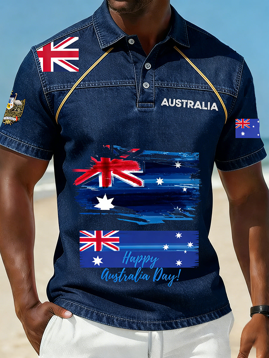 Men's Vintage Australian Holiday Smart Casual Polo Shirt