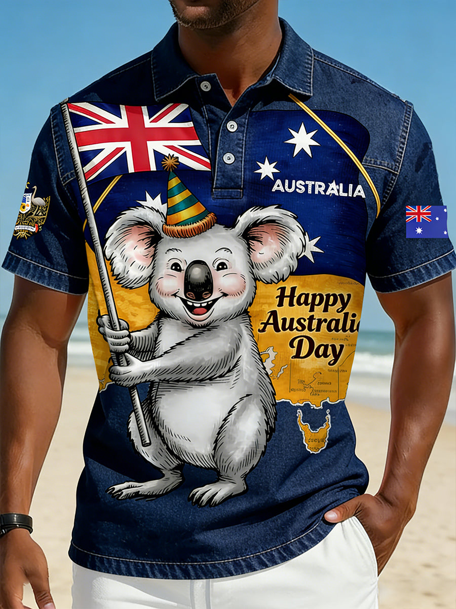 Men's Vintage Australian Holiday Smart Casual Polo Shirt