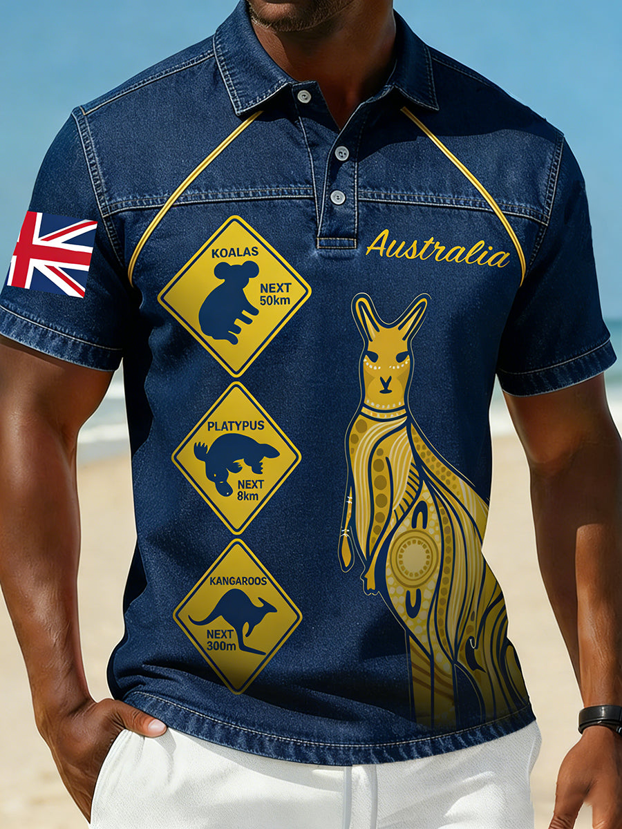 Men's Vintage Australian Holiday Smart Casual Polo Shirt