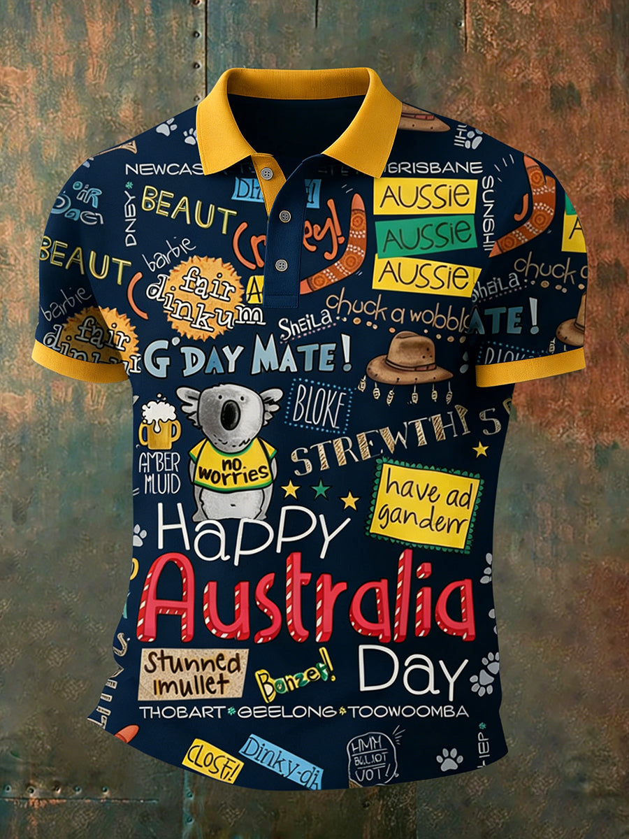 Men's Vintage Australian Holiday Smart Casual Polo Shirt