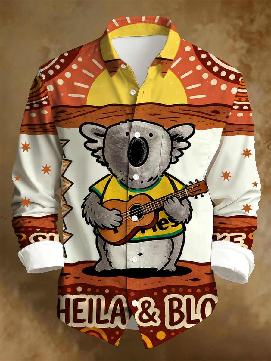 Men's Australian National Day Printed Long-Sleeved Shirt