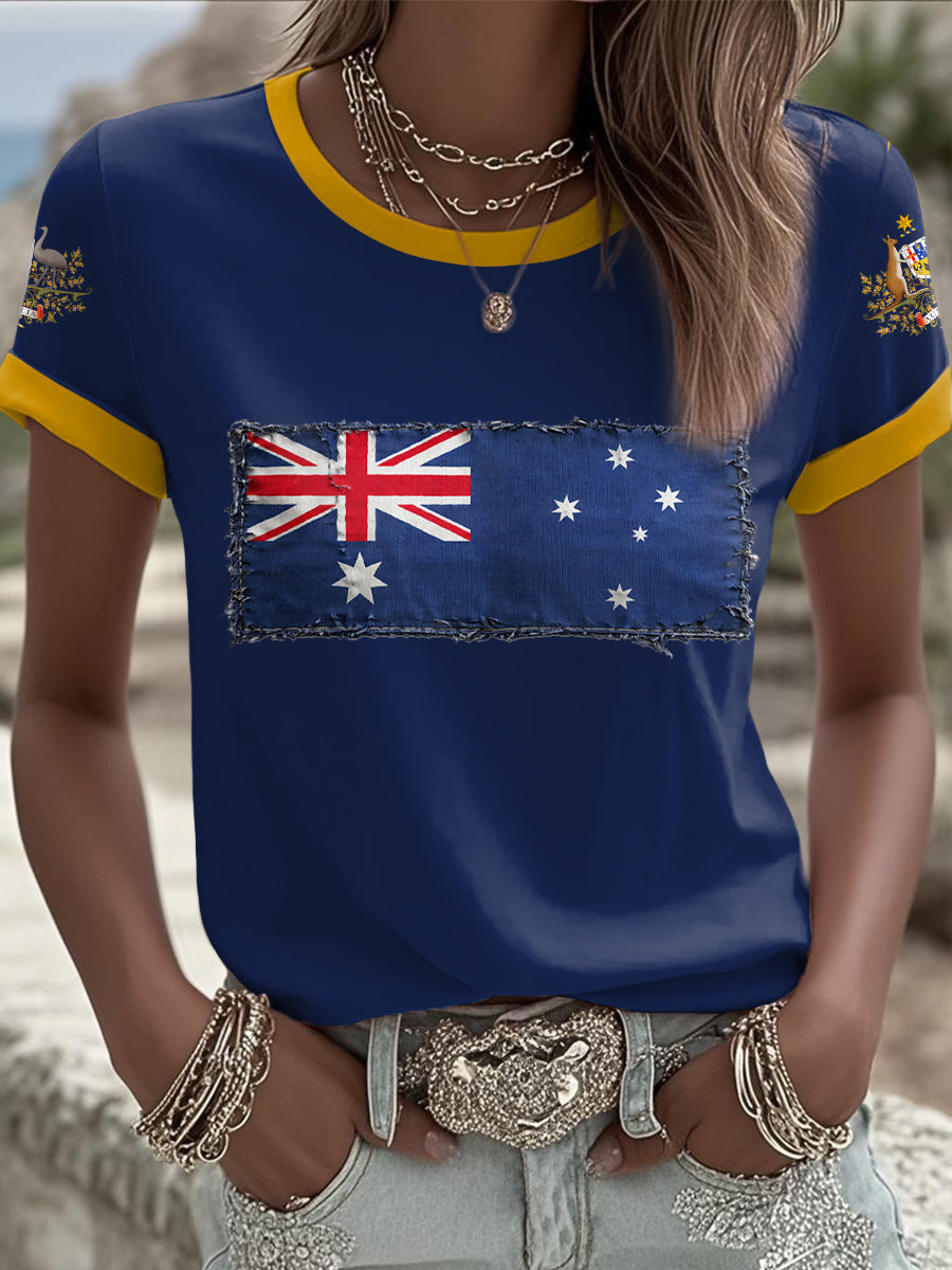 Women's AU Flag Australia Day Printed T-shirt