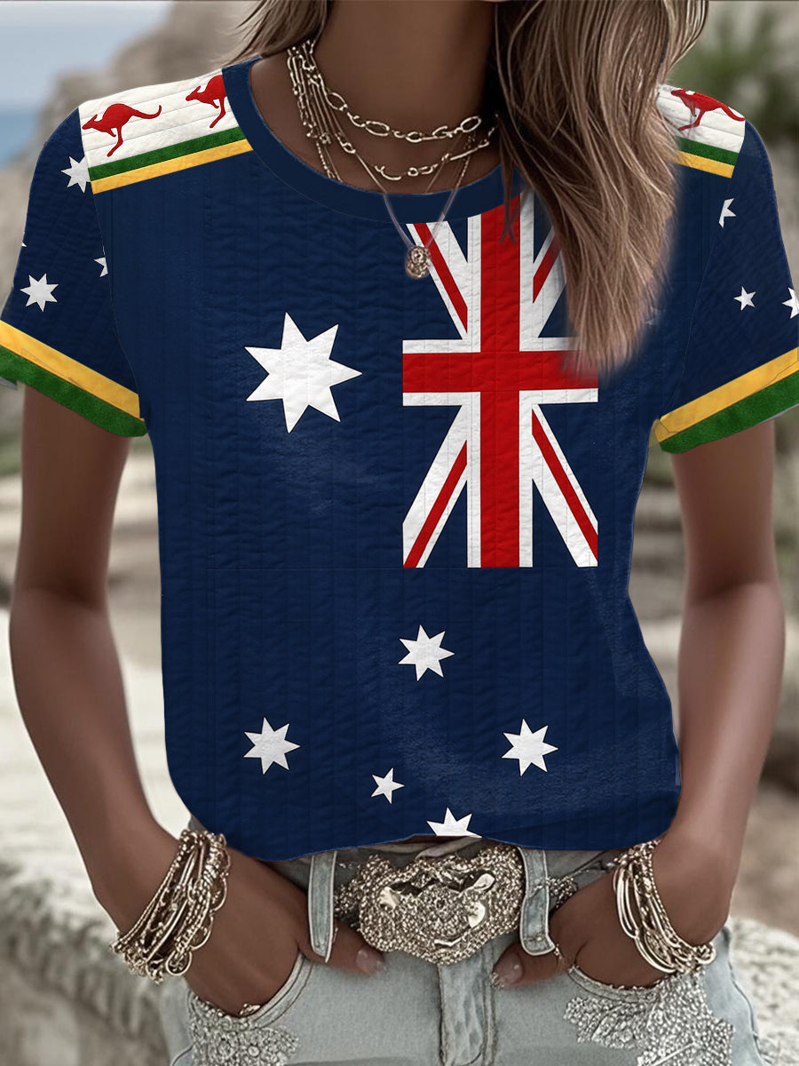 Women's Aussie Proud Australia Flag Art Printed T-shirt