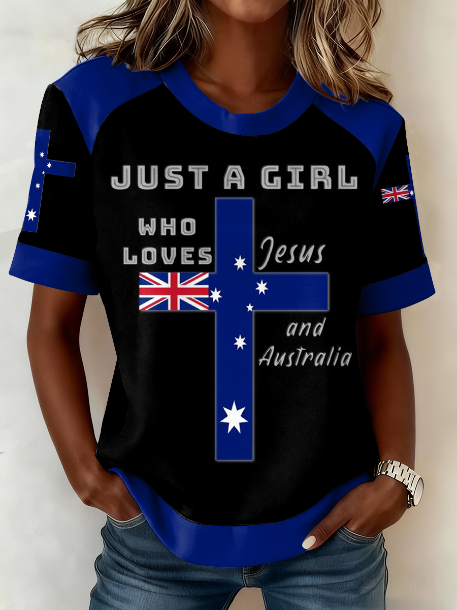Women's Aussie Proud Australia Flag Art Printed T-shirt