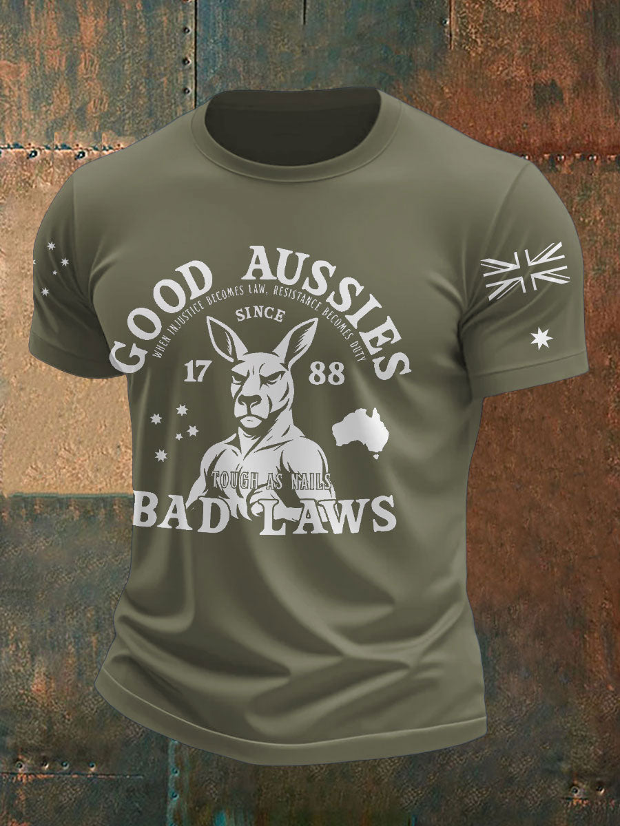 Men's Aussie Proud Australia Flag Art Printed T-shirt