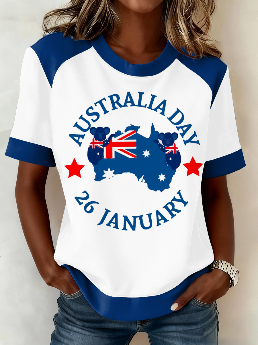 Women's Aussie Proud Australia Flag Art Printed T-shirt