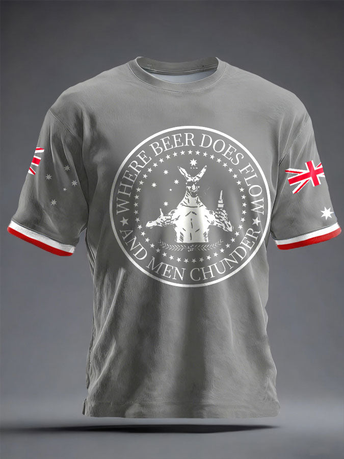 Men's Aussie Proud Australia Flag Art Printed T-shirt