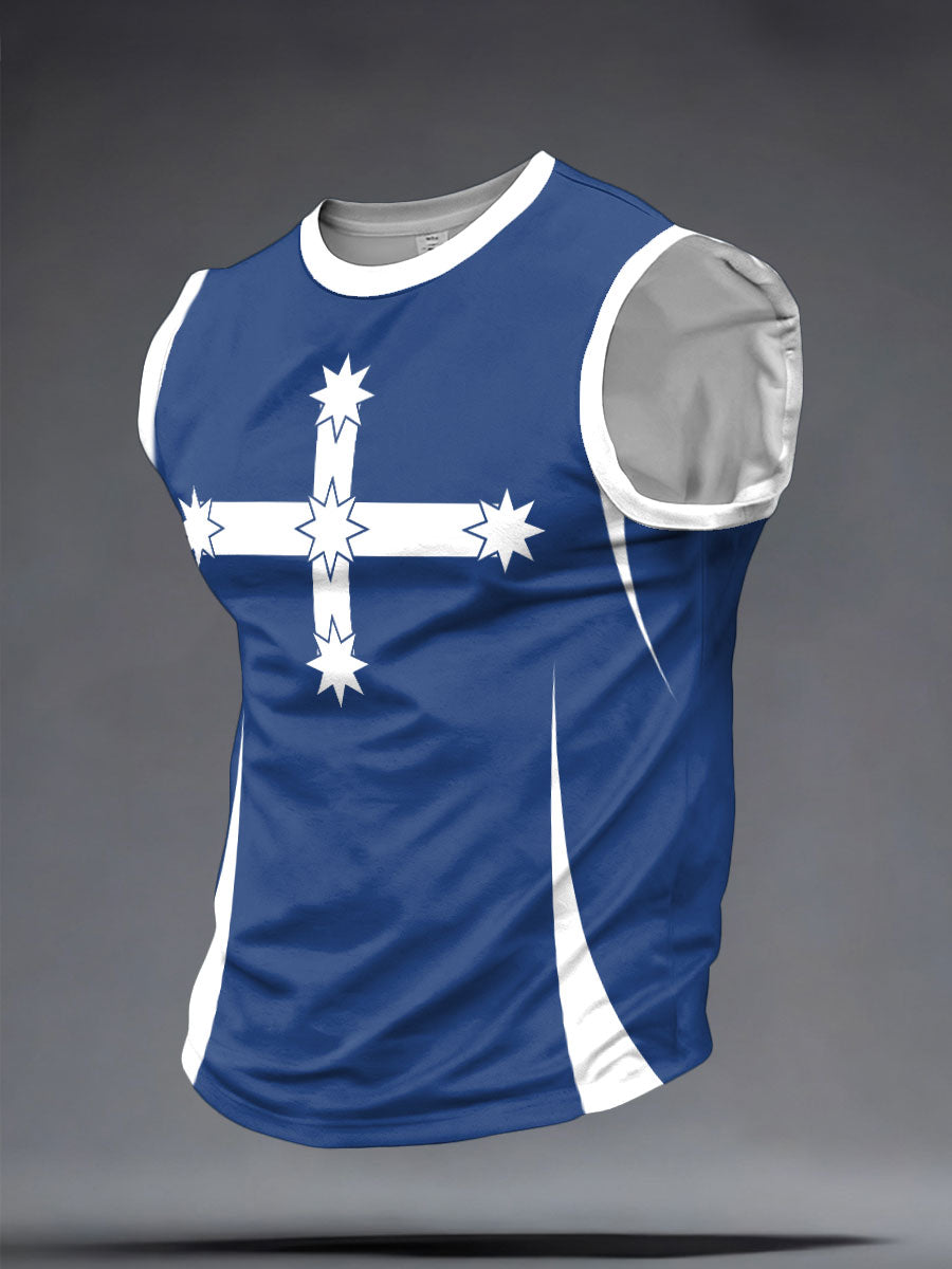 Men's Aussie Proud Australia Flag Art Printed Tank Tops