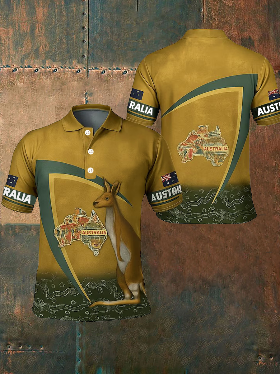 Men's Australian kangaroo printed polo shirt