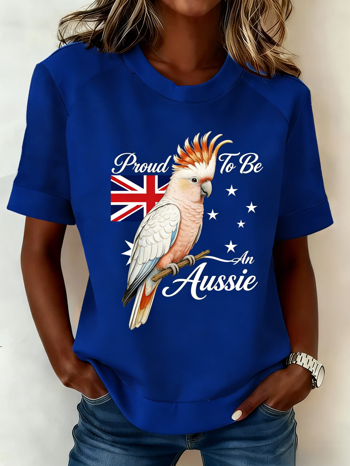 Women's Vintage Aussie Cute Pink Cockatoo Casual Comfortable Short-Sleeve T-Shirt