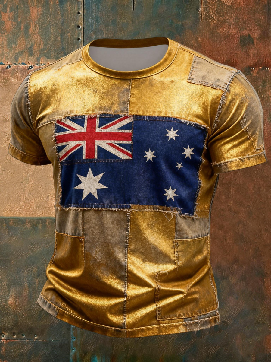 Men's Australian Patchwork Printed short sleeves t-shirt