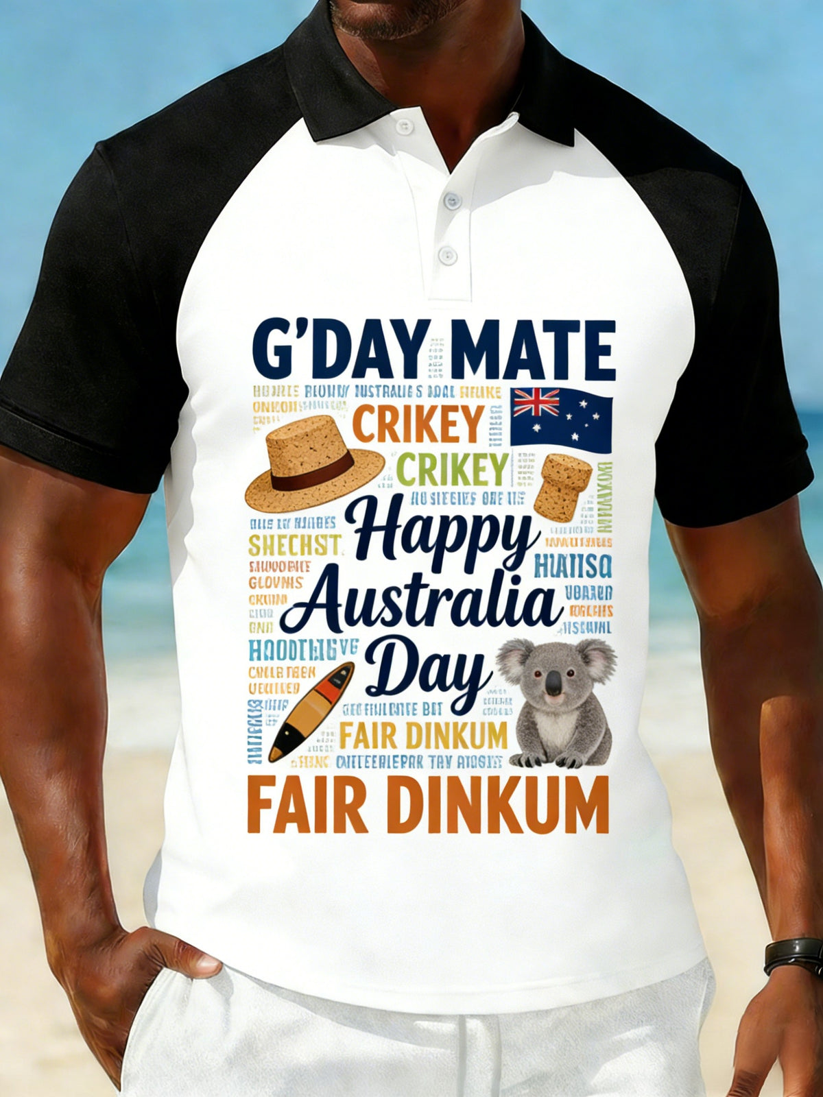 Men's Vintage Australian Holiday Casual Short-Sleeve Polo Shirt