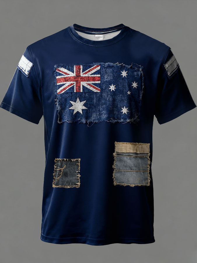 Men's Aussie Proud AU Flag Art Printed T-shirt