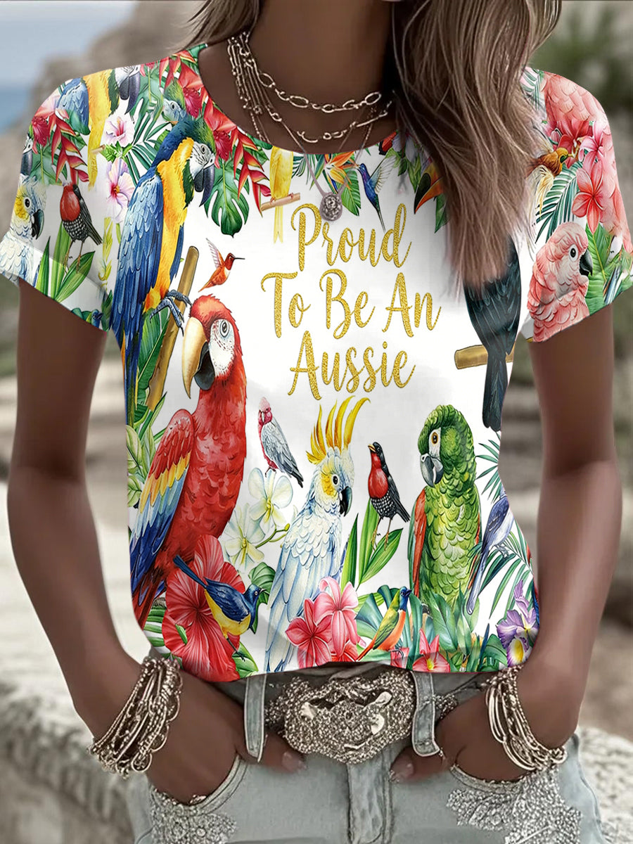 Women's Vintage Proud To Be An Aussie Casual Short-Sleeve T-Shirt