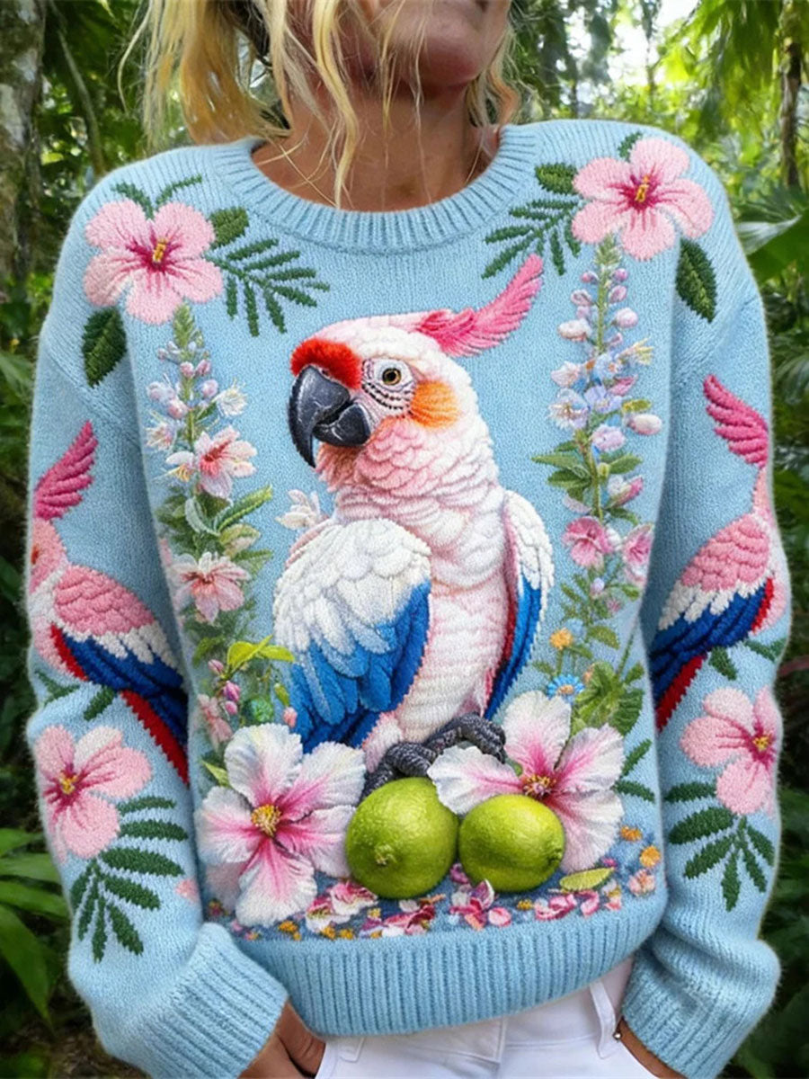 Women's Parrot Print Casual Sweatshirt