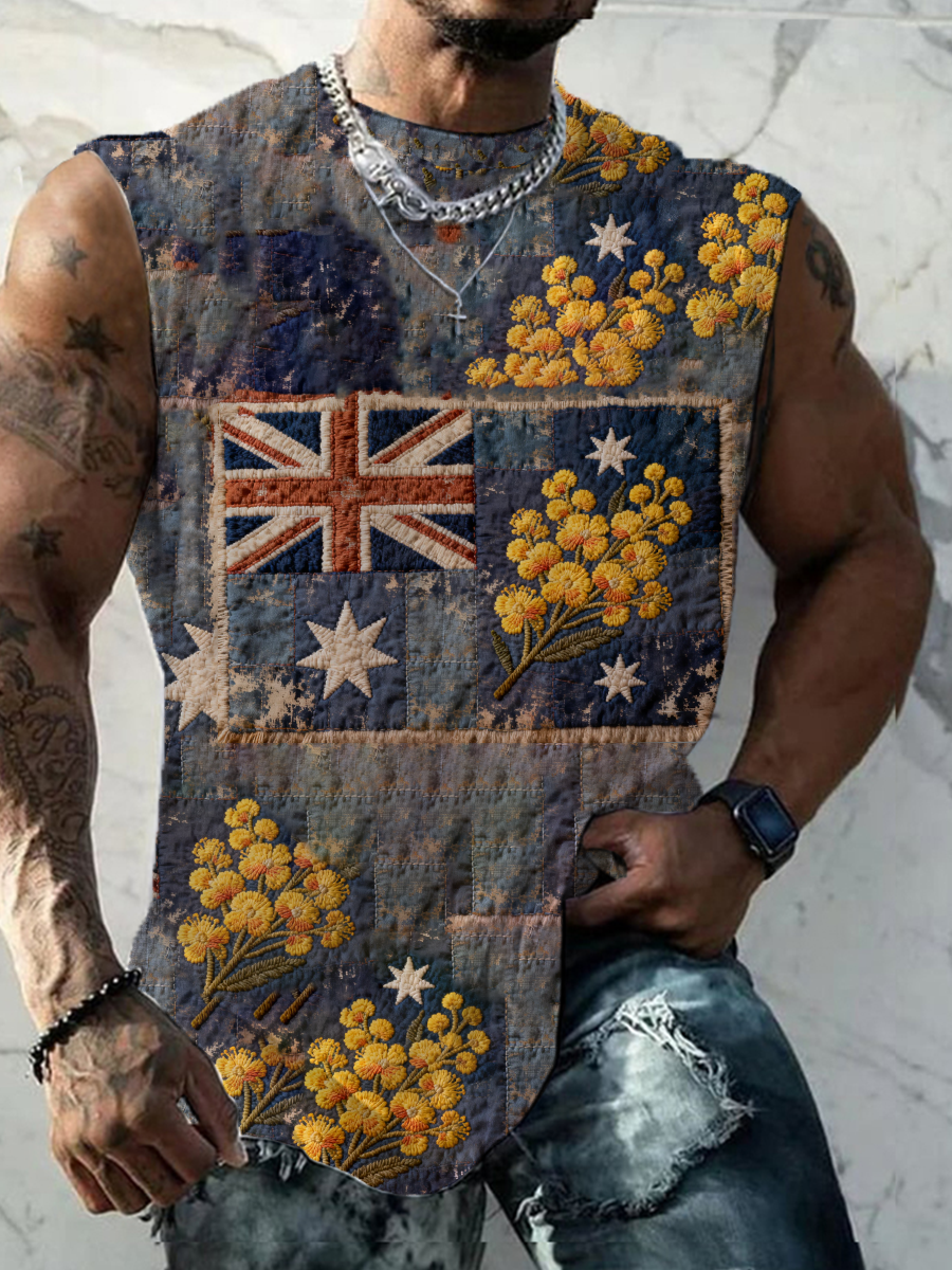 Men's Australian flag printed vests