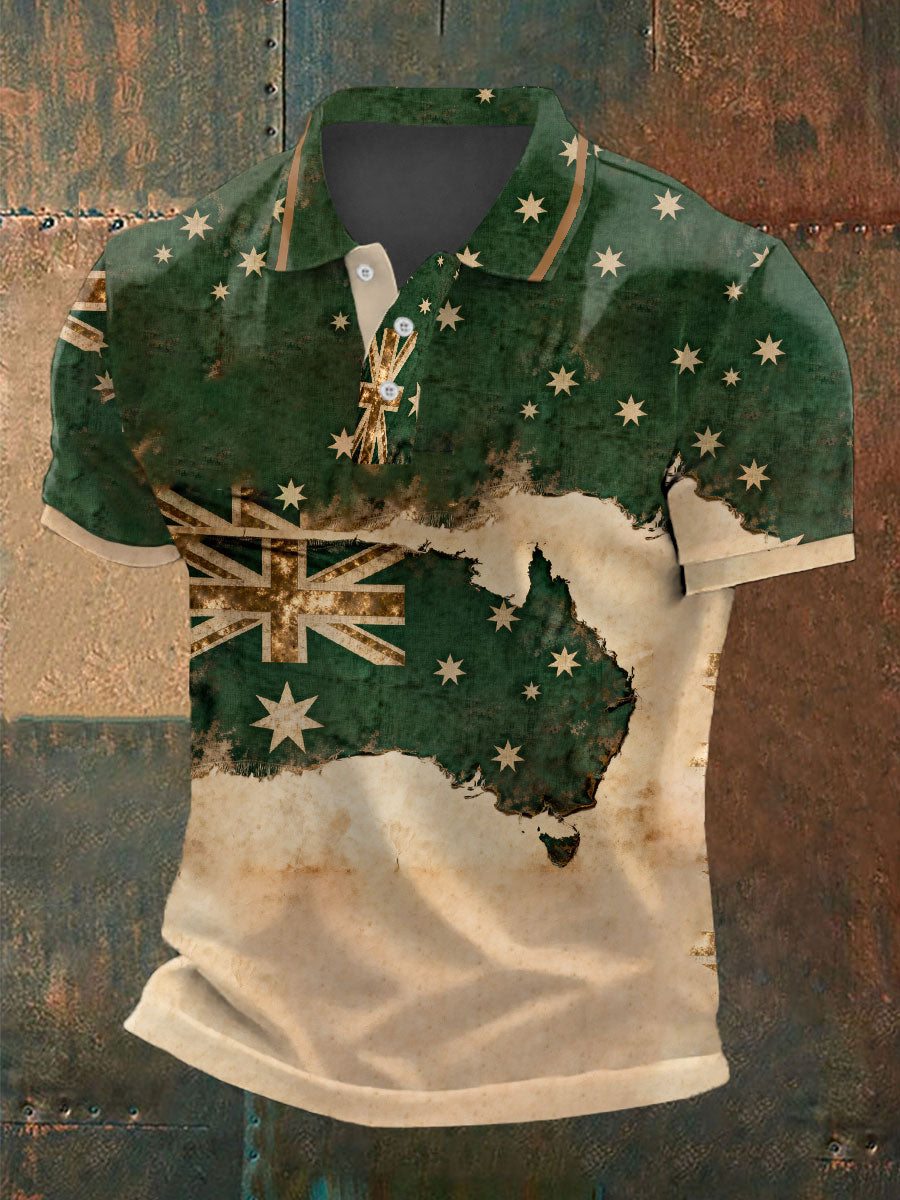 Men's Australian flag printed polo shirt