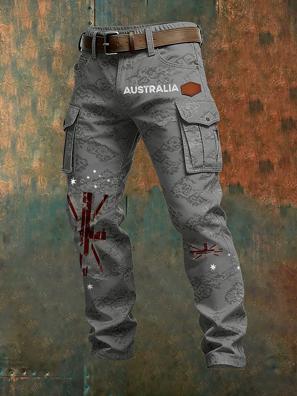 Men's Vintage Australian Flag Art Print Business Casual Work Pants
