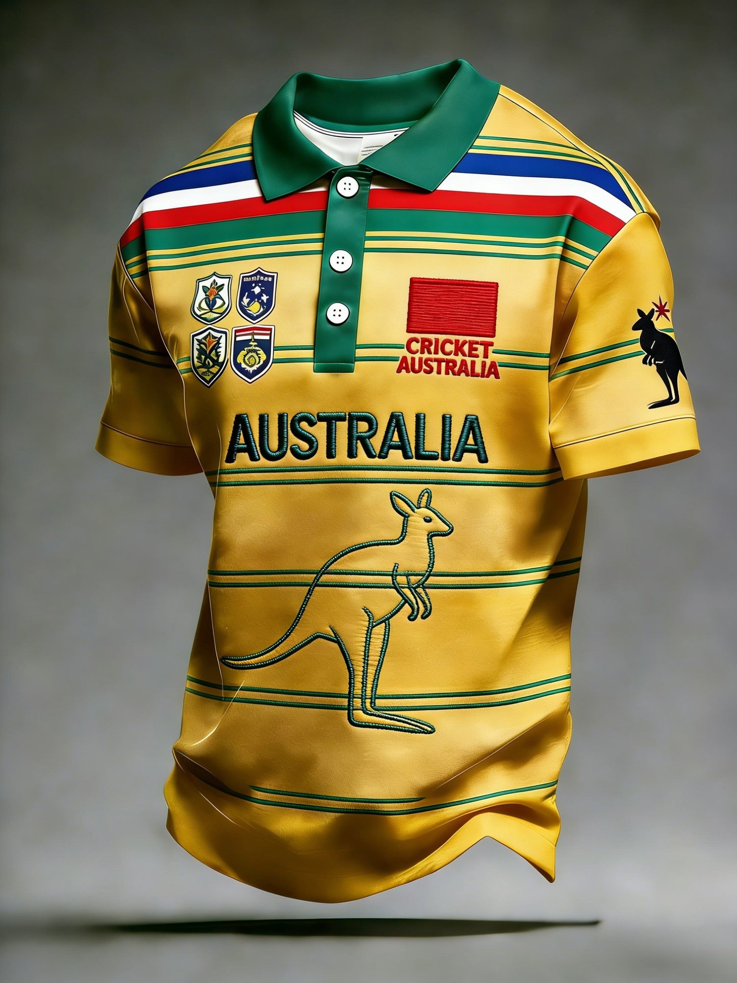 Men's Australia Cricket Printed Casual Short Sleeve T-Shirt