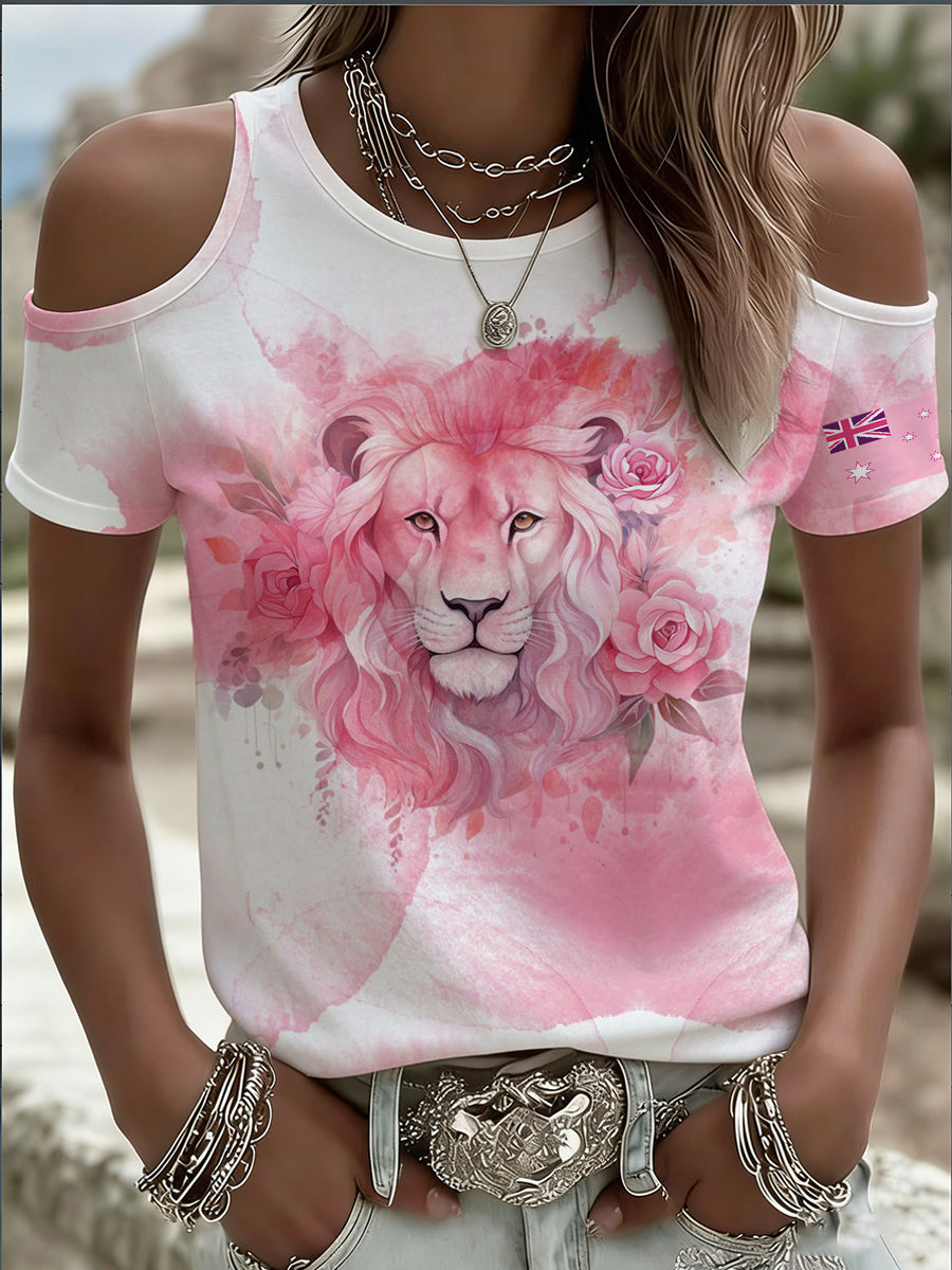 Women's Off-The-Shoulder T-Shirt With Australian-Inspired Print