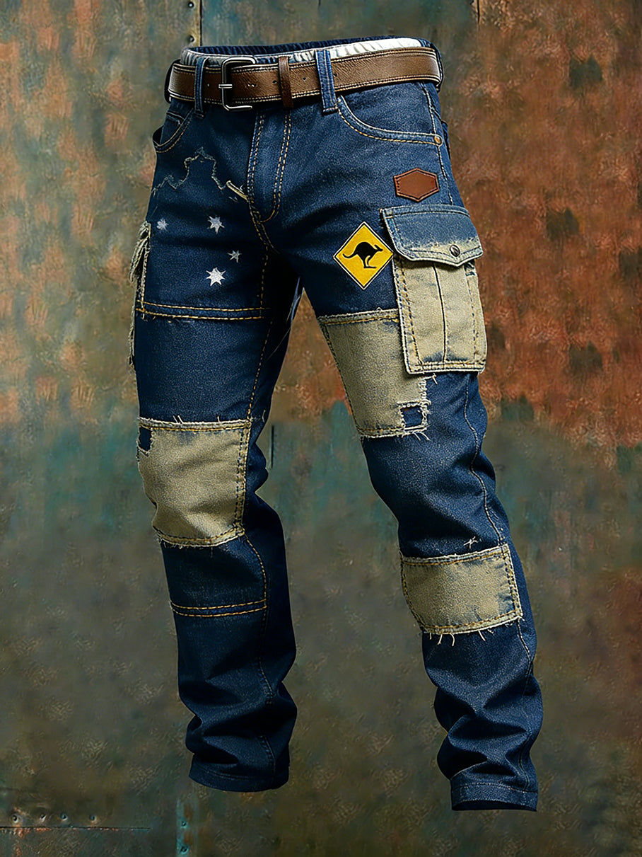 Men's Vintage Australian Flag Art Print Business Casual Work Trousers main image 1