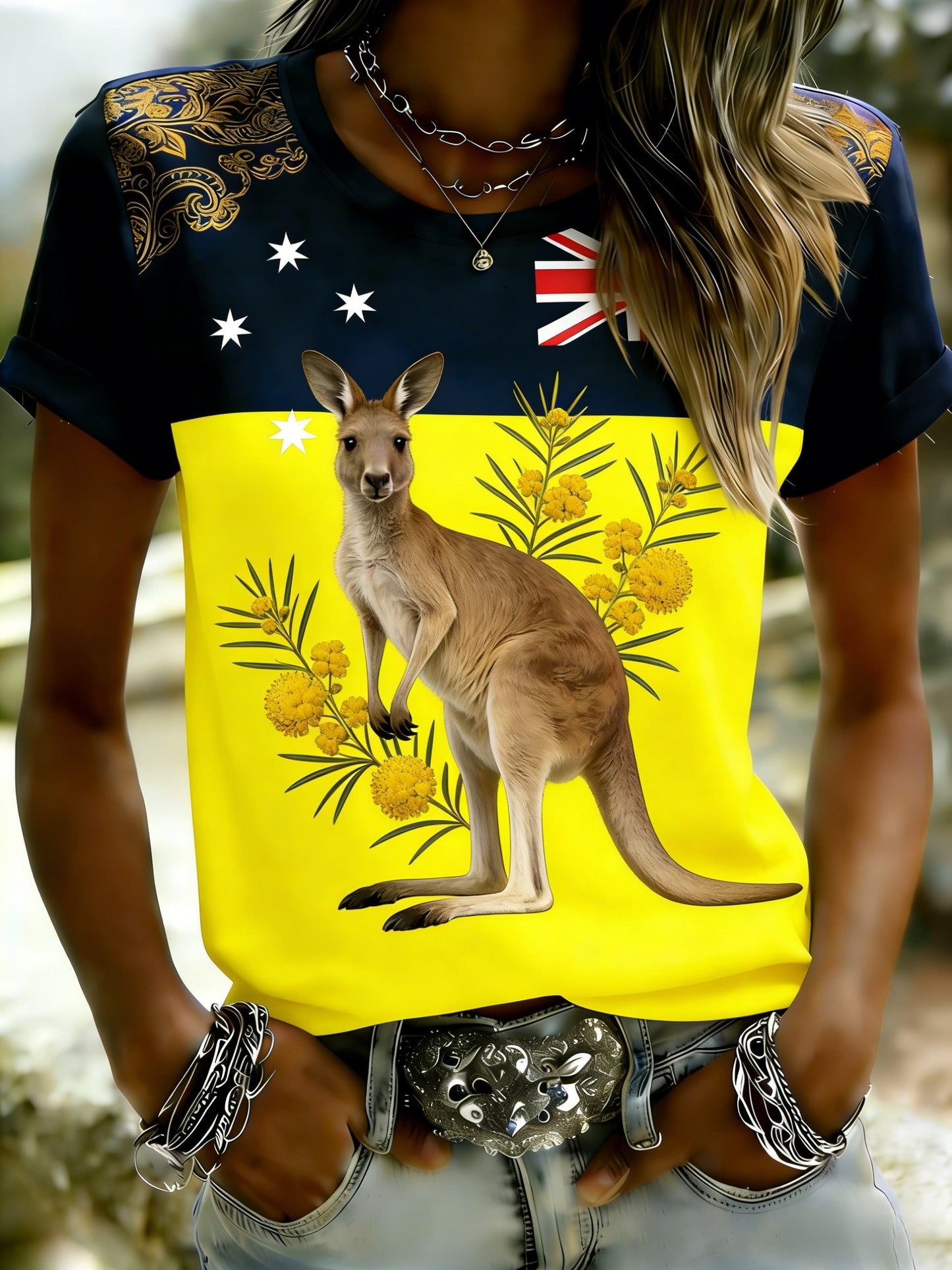 Women's Vintage Australian Holiday Kangaroo Casual Comfortable Short Sleeve T-Shirt