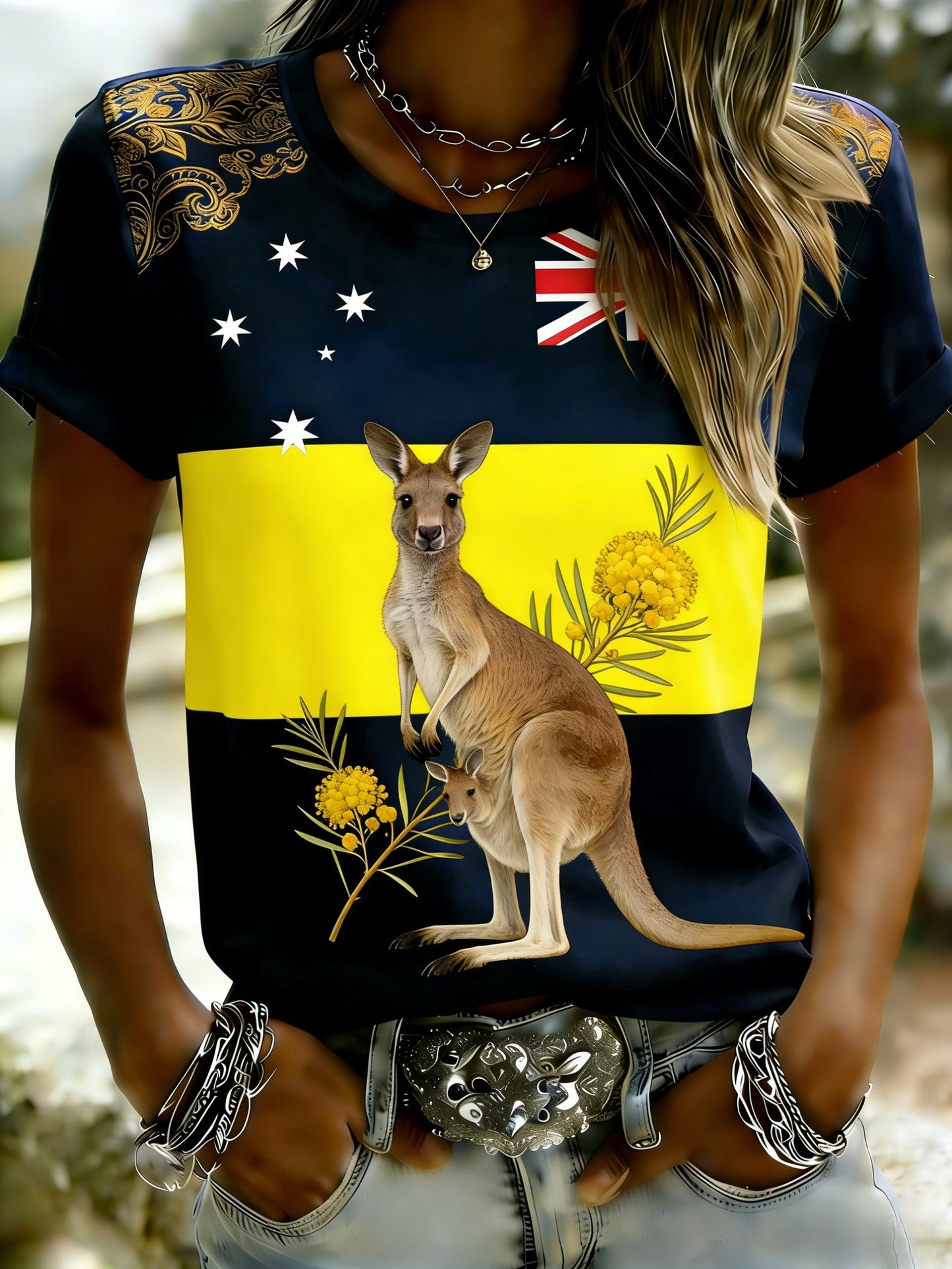 Women's Vintage Australian Holiday Kangaroo Casual Comfortable Short Sleeve T-Shirt