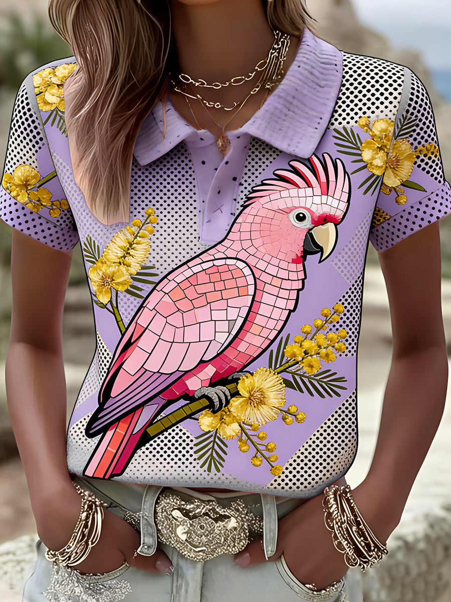 Women's Vintage Aussie Cute Pink Cockatoo Casual Comfortable Short Sleeve T-Shirt