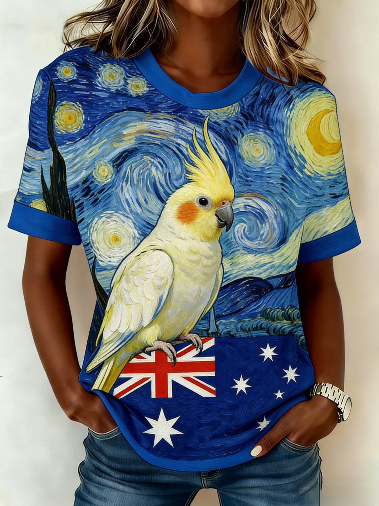 Women's Vintage Aussie Cute Pink Cockatoo Casual Comfortable Short Sleeve T-Shirt
