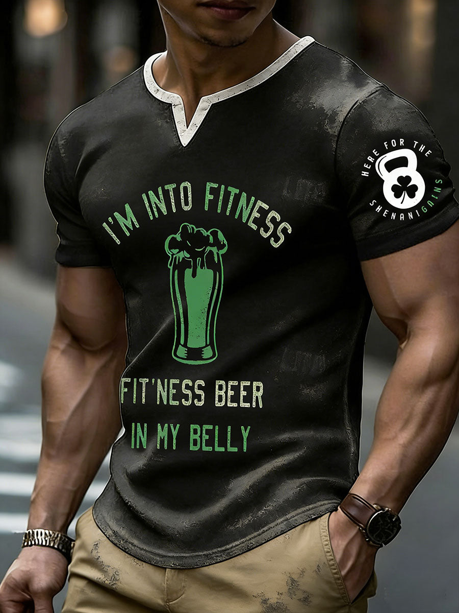 Men's Funny St.patrick's Day Fitness Lover Printed T-shirt