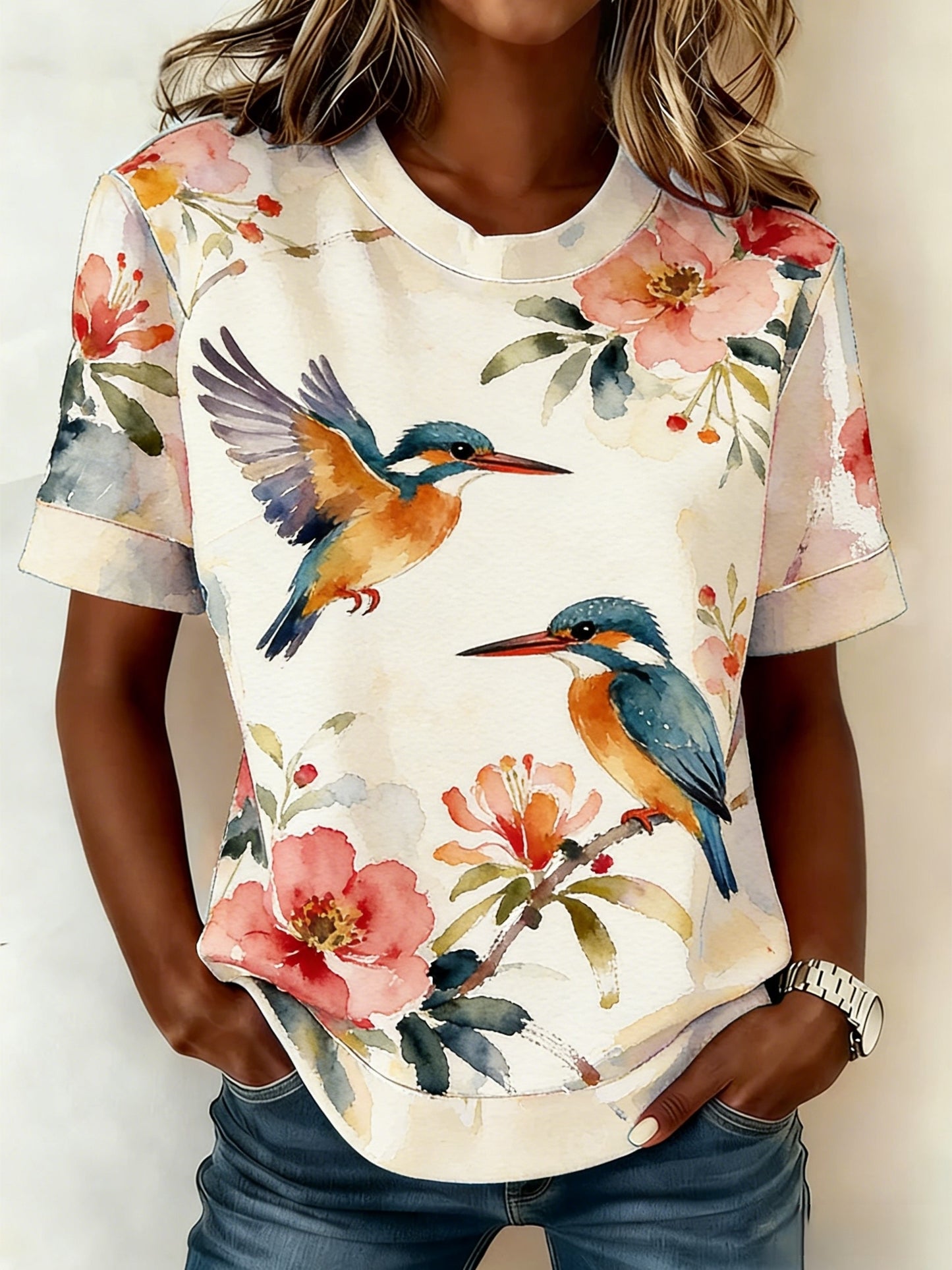 Women's Retro Australian Laughing Kookaburra Casual Comfortable Short Sleeve T-Shirt