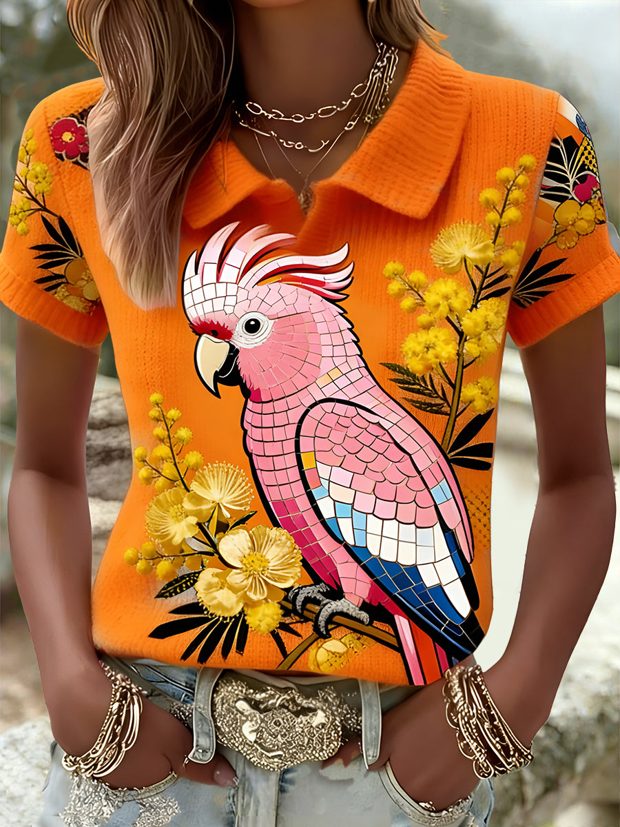 Women's Vintage Aussie Cute Pink Cockatoo Casual Comfortable Short Sleeve T-Shirt