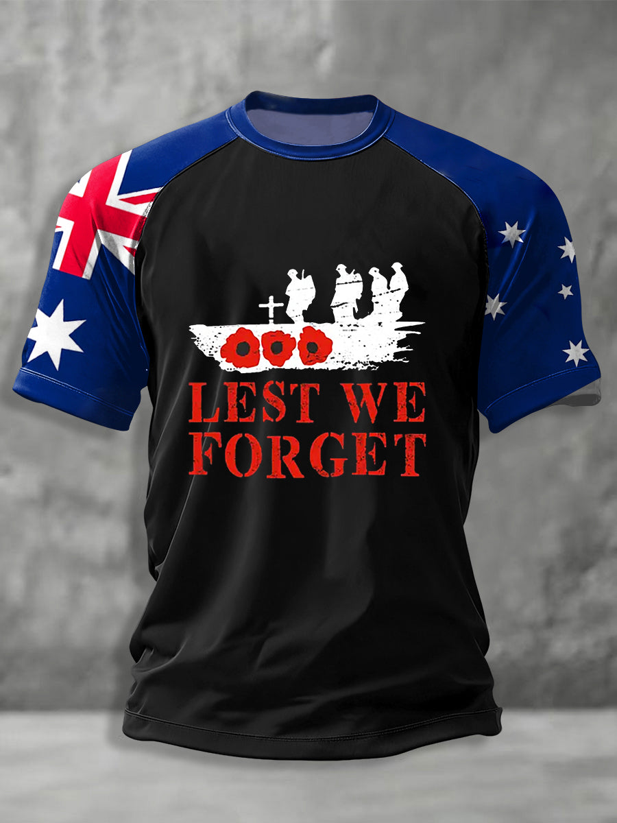 Men's Australia Anzac Day Lest We Forget Short Sleeve T-shirt
