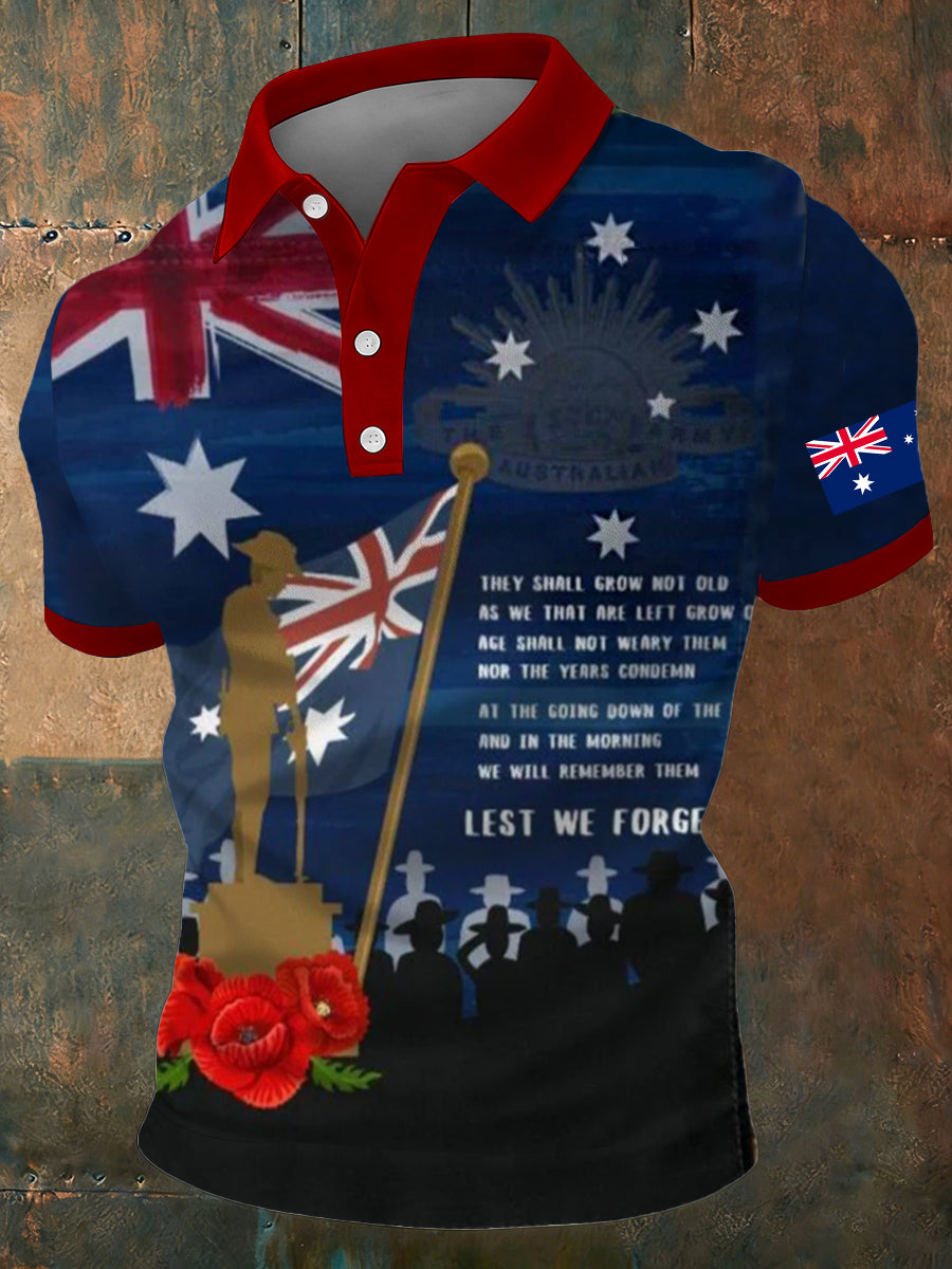 Men's Australia Anzac Day Lest We Forget Short Sleeve Top
