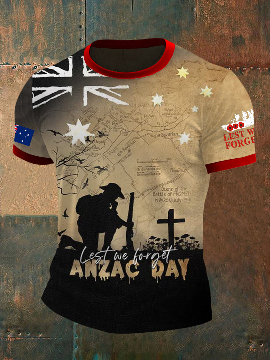 Men's Australia Anzac Day Lest We Forget Short Sleeve T-shirt