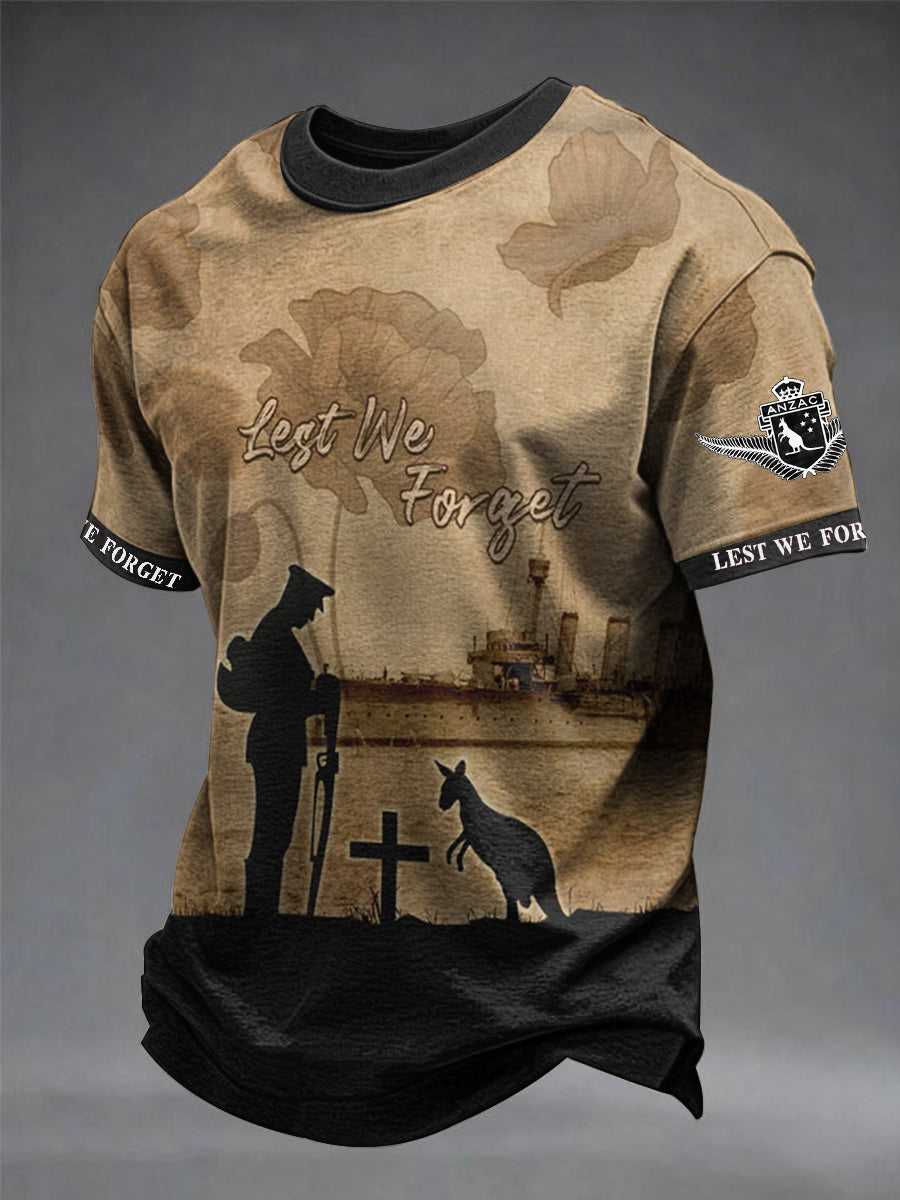 Men's Australia Anzac Day Lest We Forget Short Sleeve T-shirt