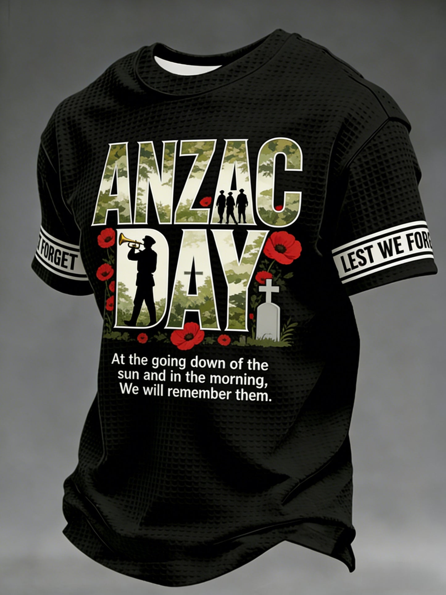 Men's Australia Anzac Day Lest We Forget Short-Sleeve Waffle T-Shirt