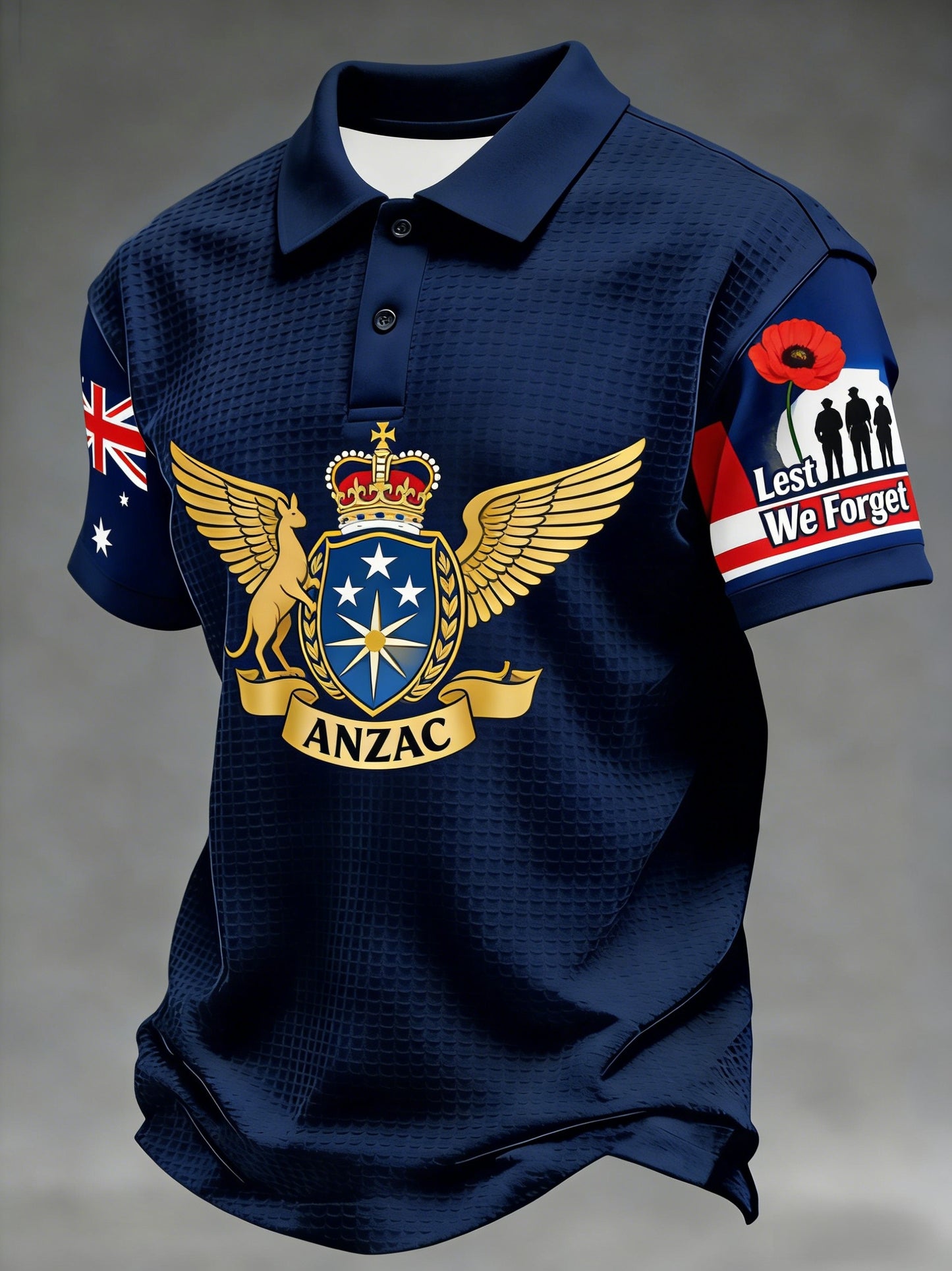 Men's Australia Anzac Day Lest We Forget Short-Sleeve Waffle T-Shirt